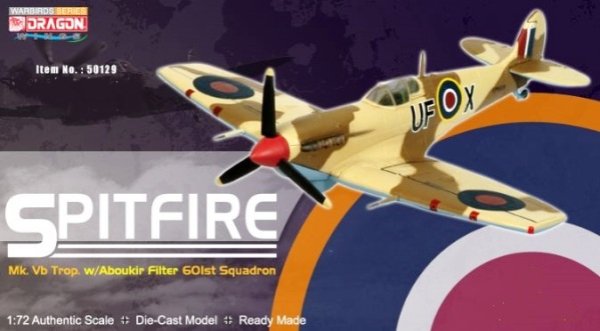 画像1: DRAGON WARBIRDS SERIES 1/72 SPITFIRE Mk.Vb Trop. w/Aboukir Filter 601st Squadron #EP-689 (1)