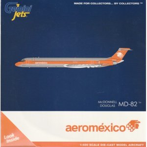 画像: GEMINI JETS製　1/400　  Aeromexico / アエロメヒコ polished w/ orange cheatline MD-82 N1003X