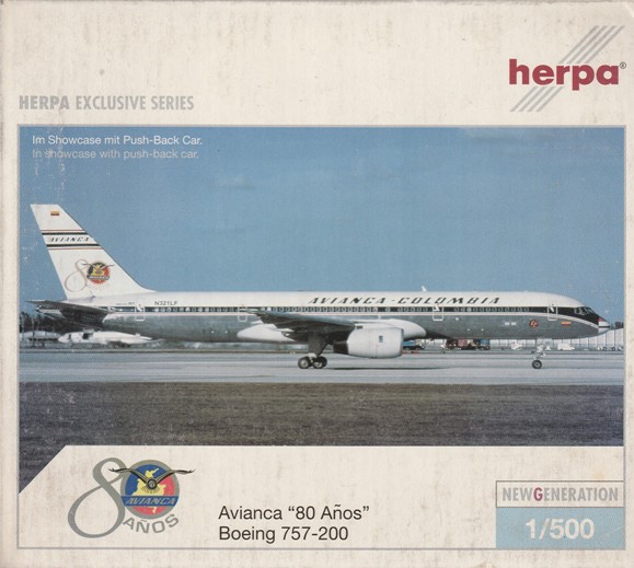 画像1: herpa wings 1/500  B757-200 Avianca-Colombia "80th" [N321LF]